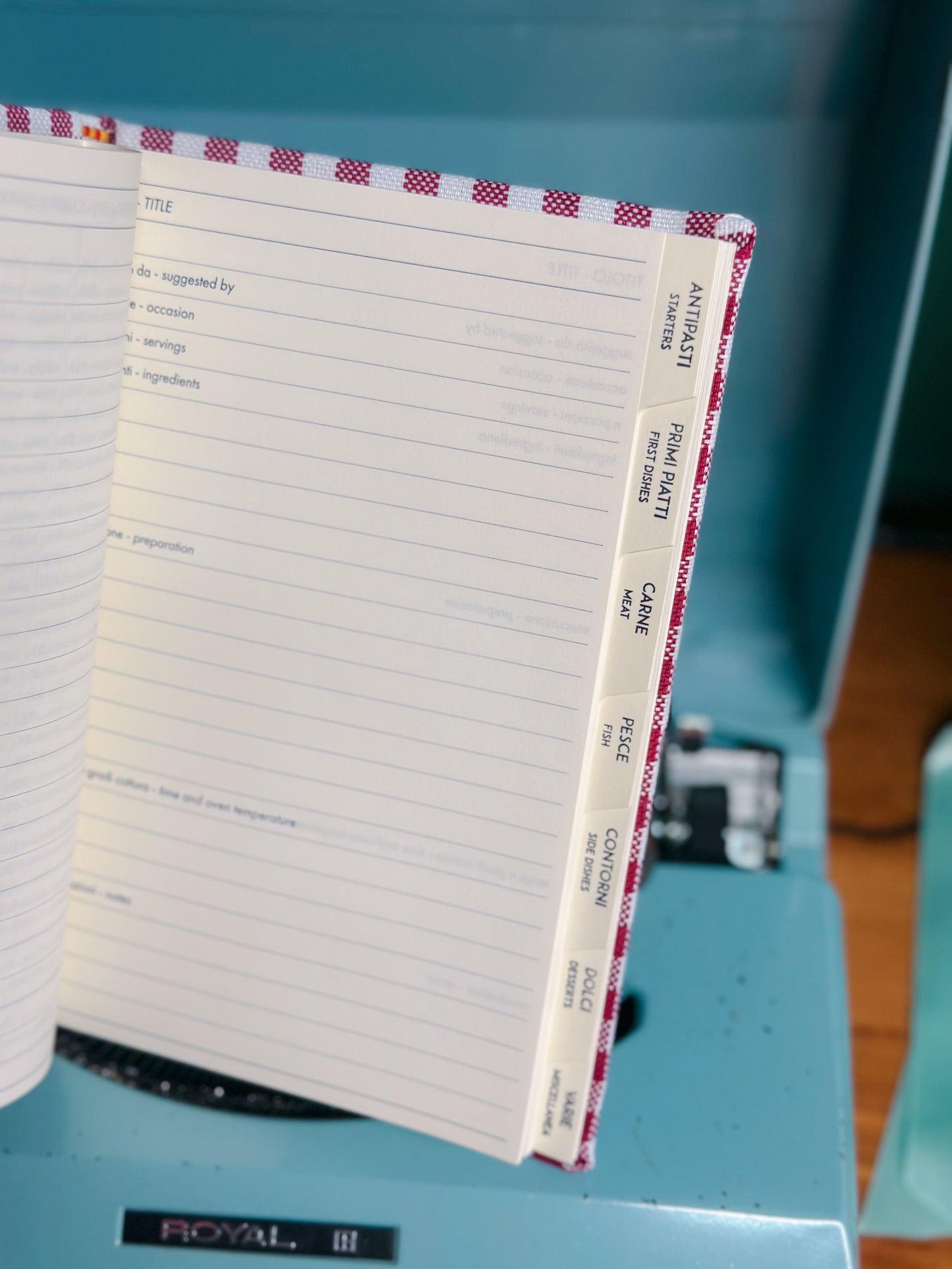 Ricettario in stoffa a quadri PERSONALIZZABILE