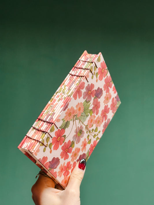 Album copto mini per foto 10x15 o Instax, carta decorata Primule