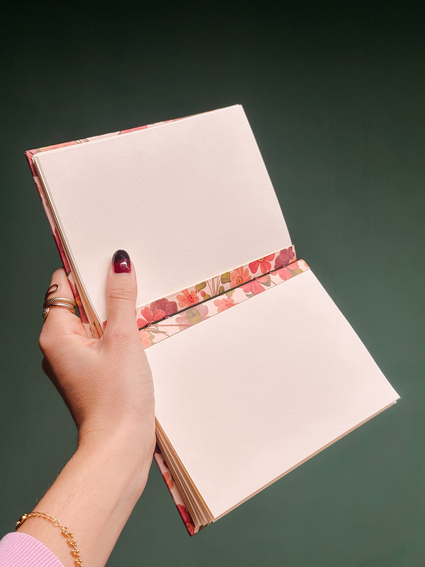 Album copto mini per foto 10x15 o Instax, carta decorata Primule